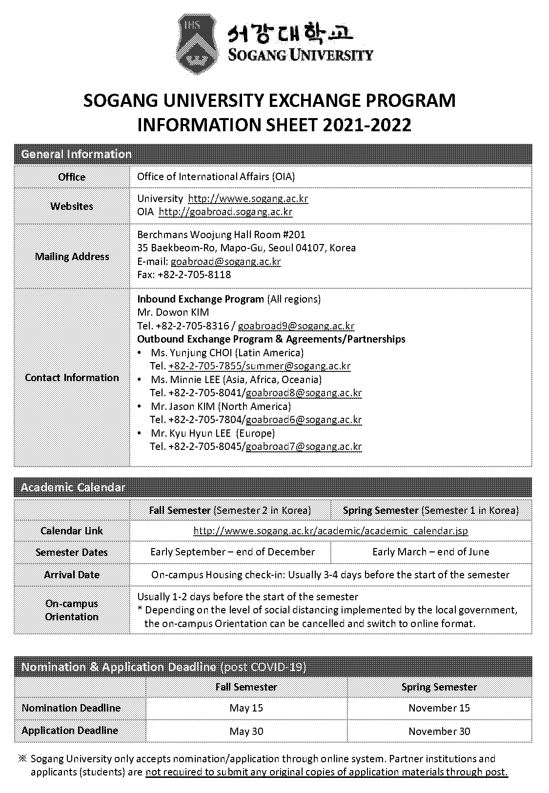 sogang university admission requirements